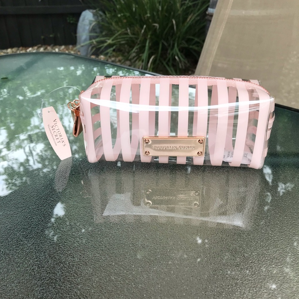 Victoria’s Secret clear & pink striped small bag
